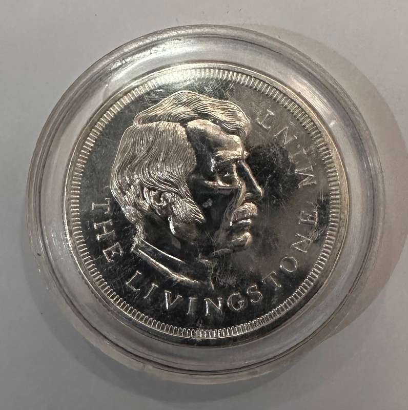 1oz silver medallion Rhodesia Livingston Mint coin in capsule circ 1975