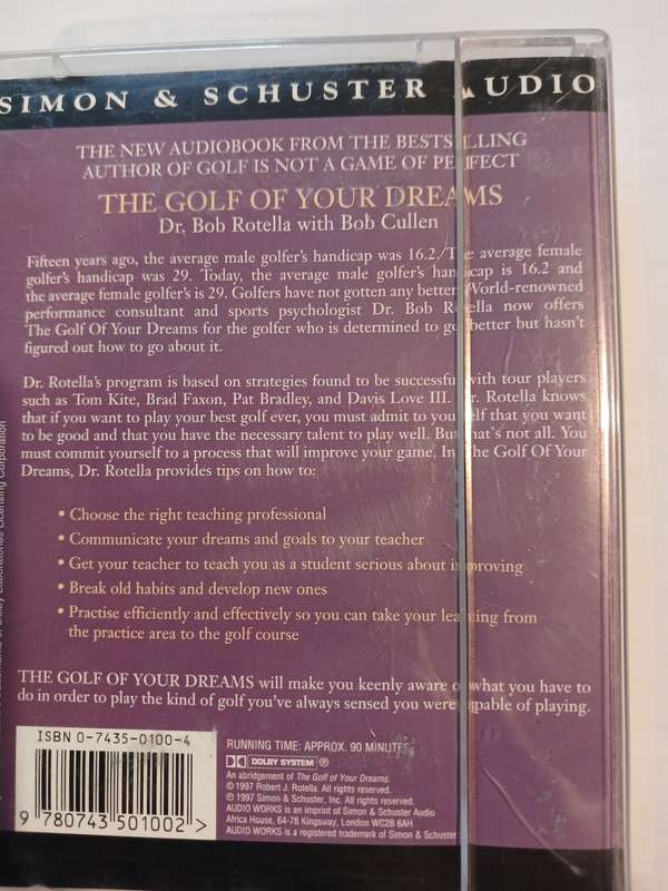 The Golf of Your Dreams by Dr. Bob Rotella with Bob Cullen, 1 x Audio Cassette