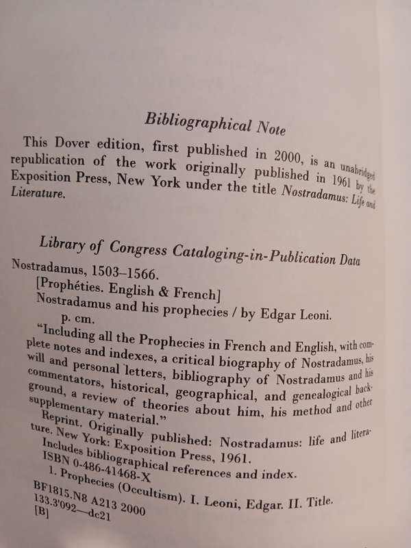 Nostradamus and his Prophecies by Edgar Leoni