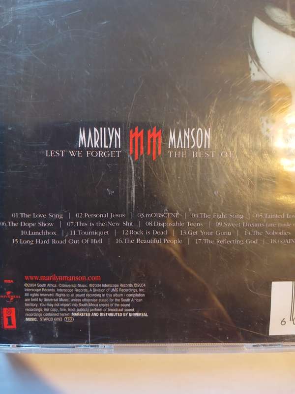 Marilyn Manson, Lest We Forget, The Best Of CD