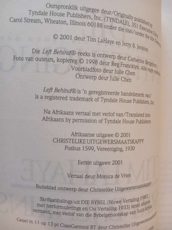 Die Ontheiliging by Tim Lahaye and Jerry B. Jenkins