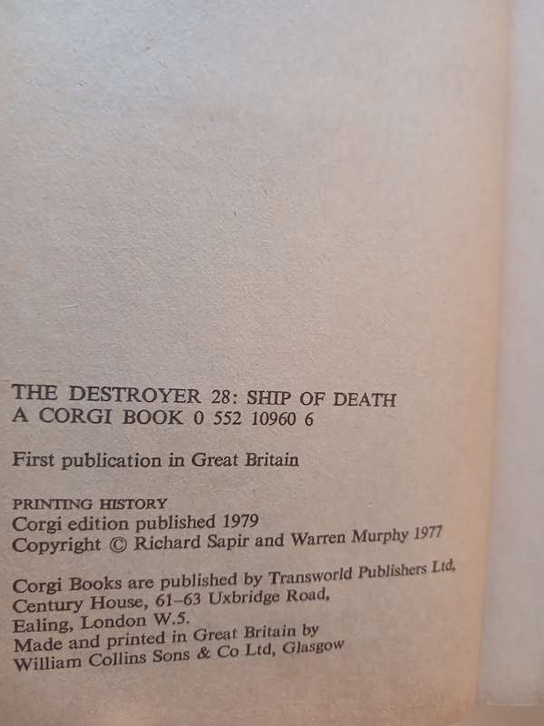 The Destroyer No. 28, Ship of Death by Richard Sapir & Warren Murphy