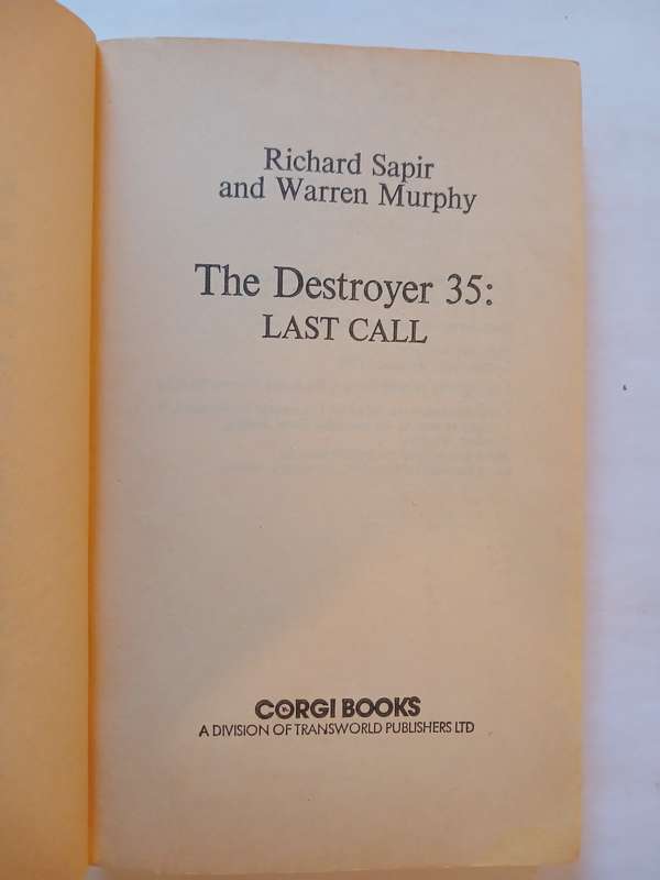 The Destroyer No. 35, Last Call by Richard Sapir & Warren Murphy