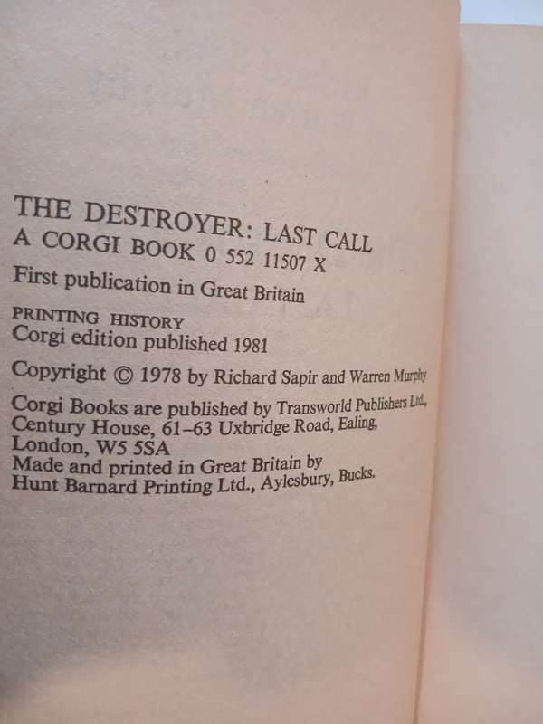 The Destroyer No. 35, Last Call by Richard Sapir & Warren Murphy