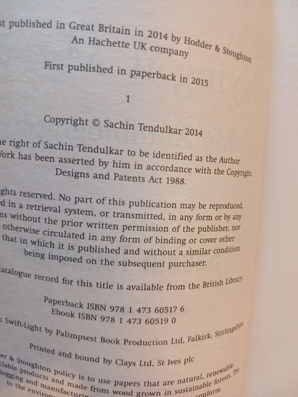 Sachin Tendulkar, Playing it my Way, My Autobiography