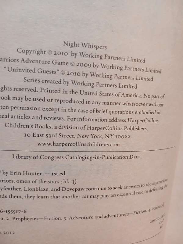 Warriors, Omen of the Stars, Night Whispers by Erin Hunter