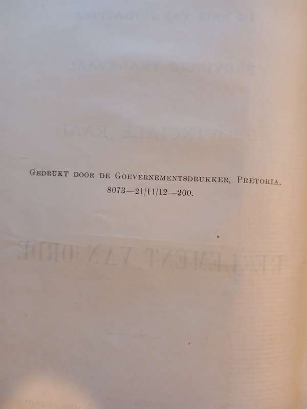Reglement van Orde van de Provinciale Raad, De Unie Van Zuid-Afrika 1913