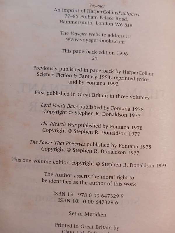 The Chronicles of Thomas Covenant, The Unbeliever, Trilogy by Stephen Donaldson