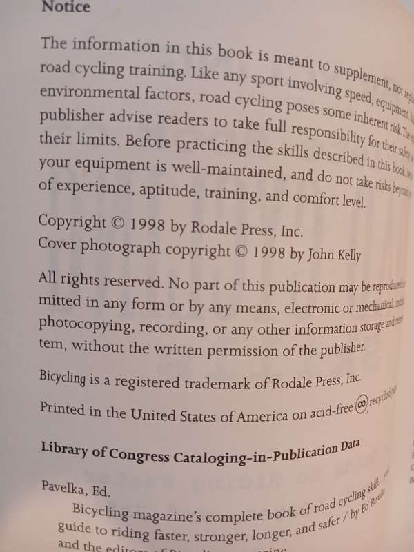 Complete Book of Road Cycling Skills by Ed Pavelka