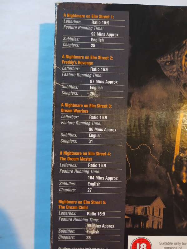 Nightmare on Elm Street Collection, 5 Disc Boxset DVD