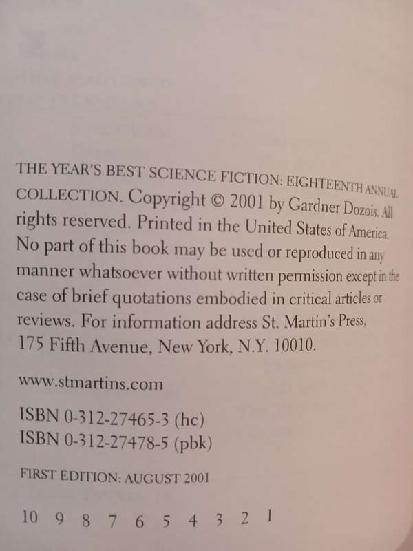 The Years Best Science Fiction, Eighteenth Annual Collection
