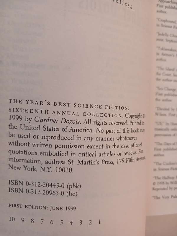 The Years Best Science Fiction, Sixteenth Annual Collection