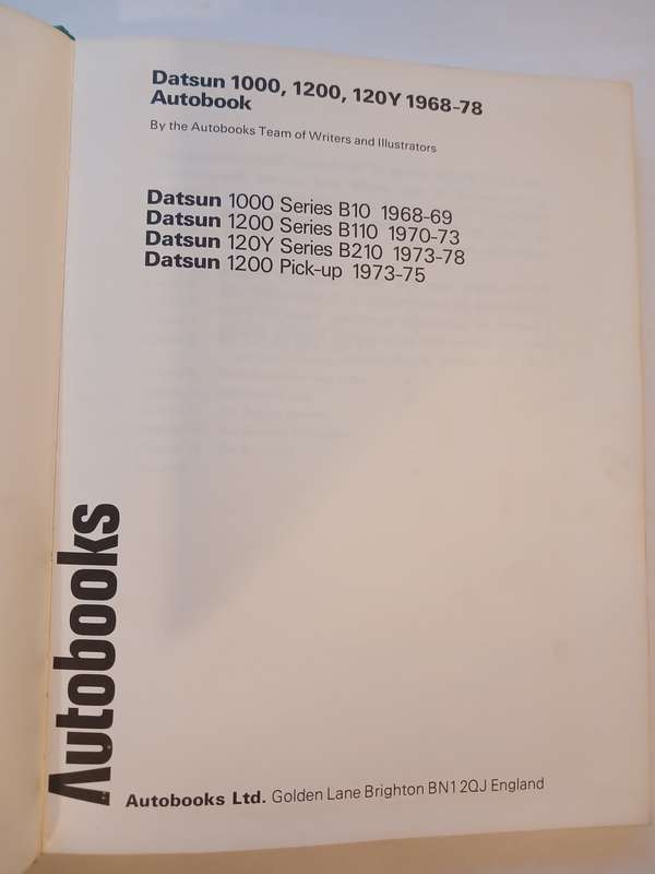 Datsun 1000, 1200, 120Y 1968-1978 Workshop Manual