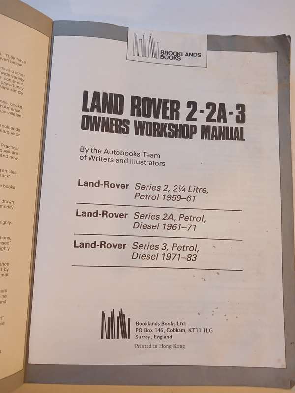 Land Rover 2, 2A, 3, 1959-1983 Owners Workshop Manual