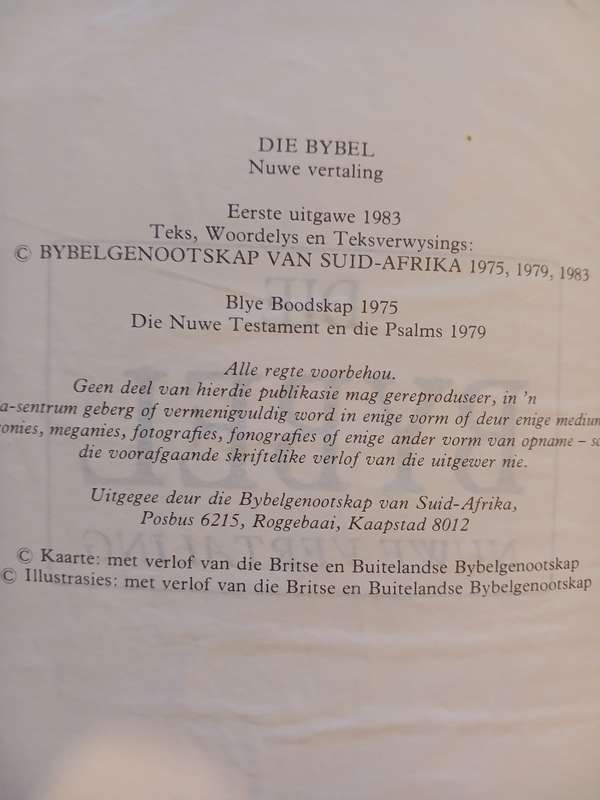 Die Bybel, Nuwe Vertaling Eerste Uitgawe 1983