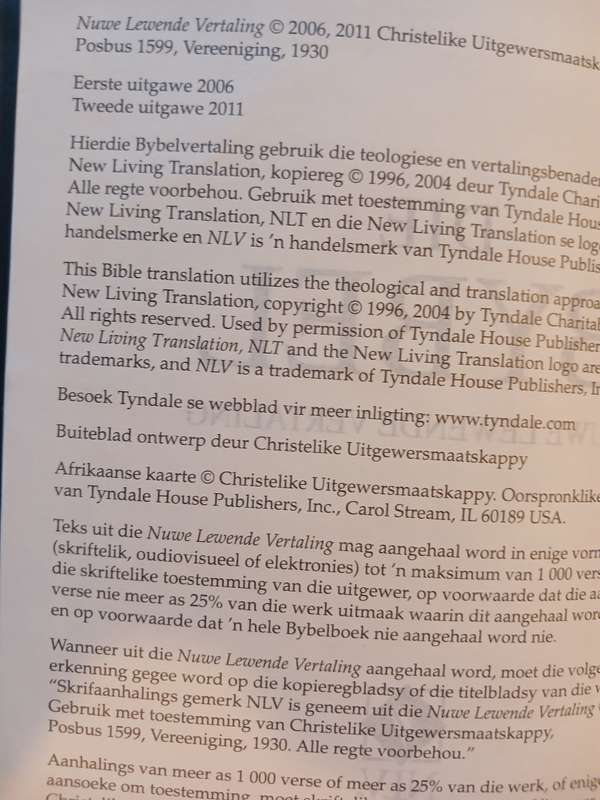 Die Bybel, Nuwe Lewende Vertaling, Tweede Uitgawe 2011