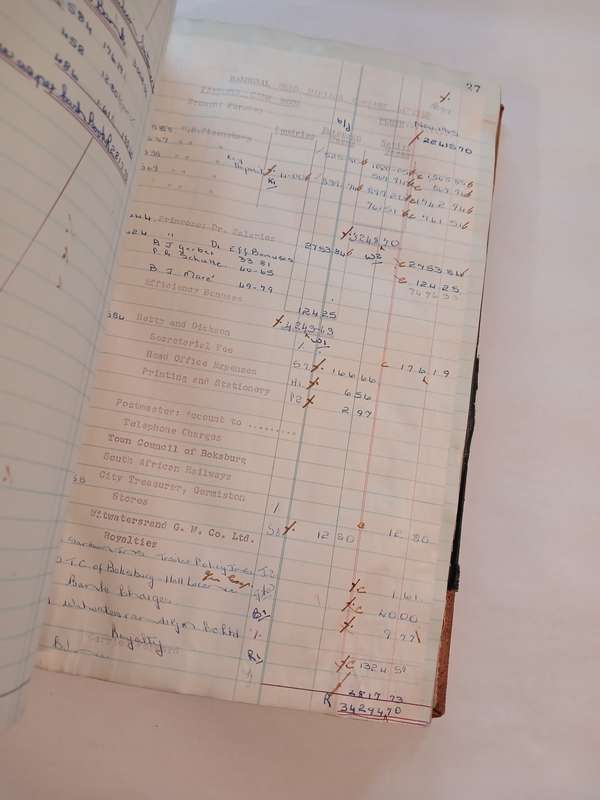 Balmoral Gold Mining Company Cash Book, 1964-1970