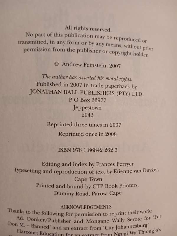 After the Party, A Personal and Political Journey inside the ANC by Andrew Feinstein
