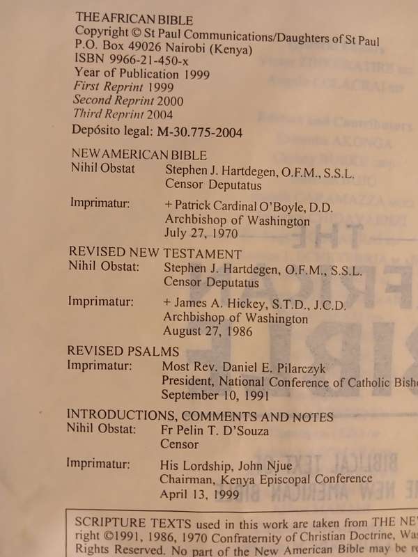 The African Bible, Third Reprint 2004