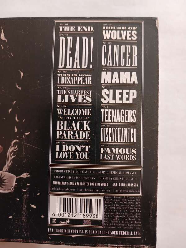 My Chemical Romance, The Black Parade CD, First Pressing 2006