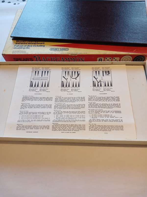 Backgammon, Spears, Board Game, Made in England