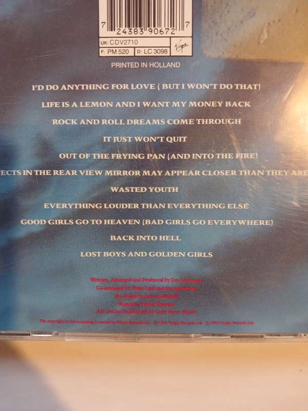 Meat Loaf, Bat Out Of Hell II CD, Holland