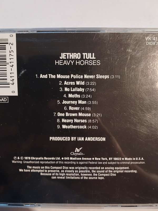 Jethro Tull, Heavy Horses CD, US