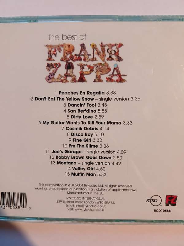 Frank Zappa, The Best Of CD, Europe