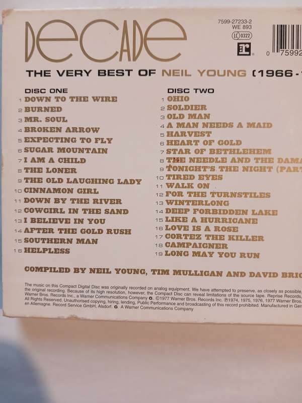 Neil Young, Decade, The Very Best Of 1966-1978, 2 x CD, Germany