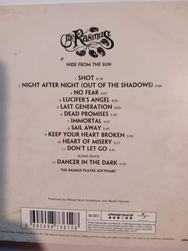 The Rasmus, Hide from the Sun CD, EU, Enhanced