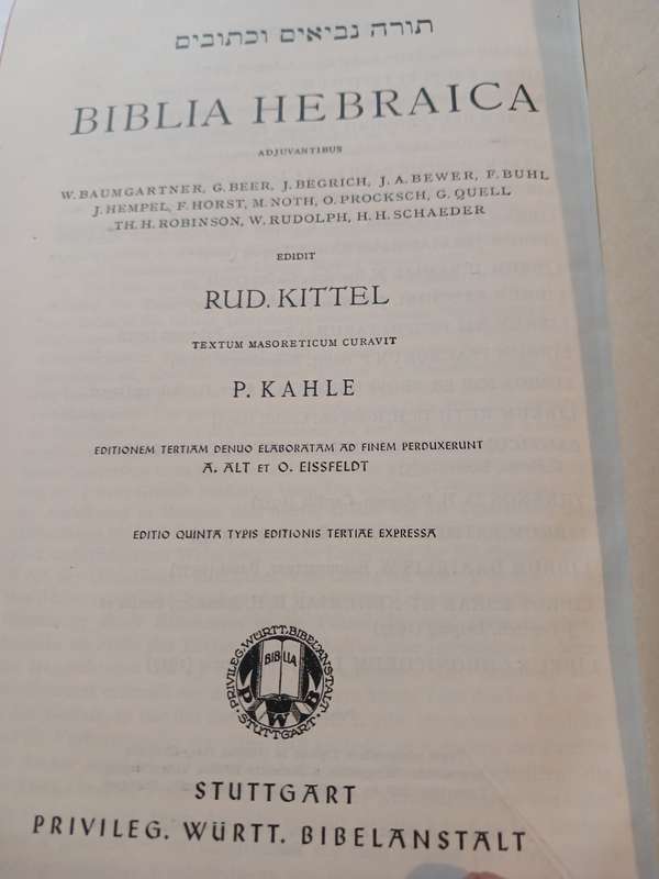 Biblia Hebraica edidit Rudolf Kittel, 1949