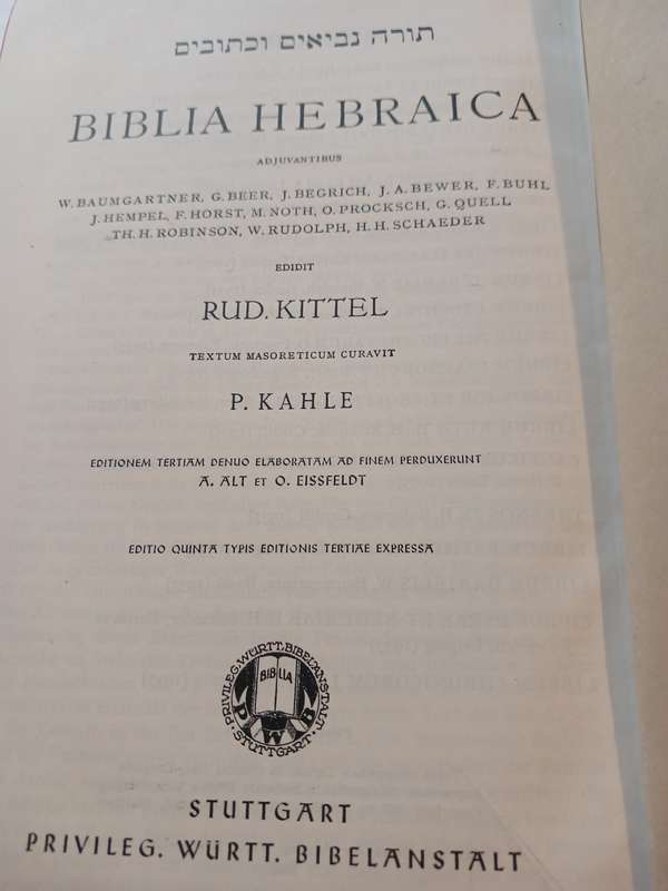 Biblia Hebraica edidit Rudolf Kittel, 1949