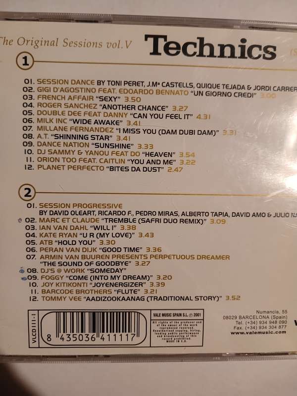 Technics, The Original Sessions Vol. V, Dance/Progressive, 2 x CD, Spain