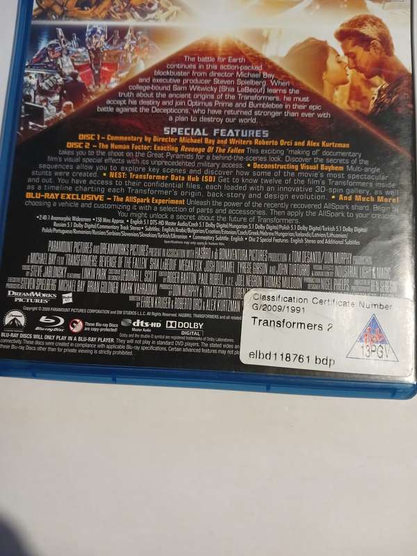 Transformers, Revenge of the Fallen Blu-ray Disc, Two-Disc Special Edition