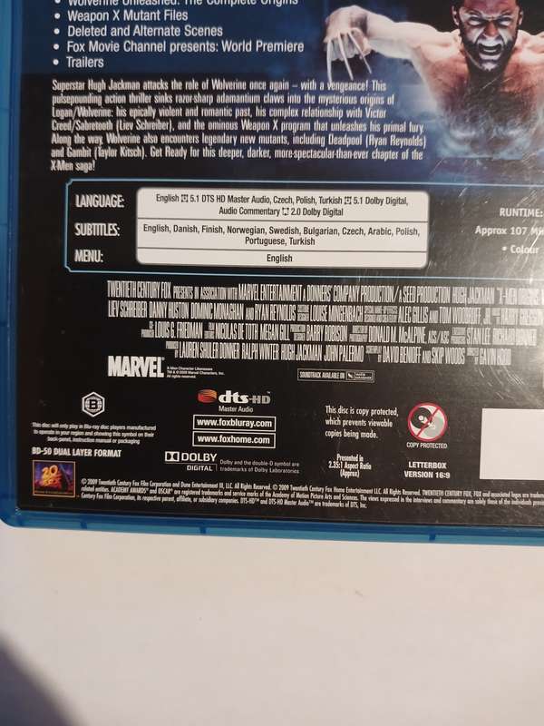 X-Men Origins, Wolverine Blu-ray Disc