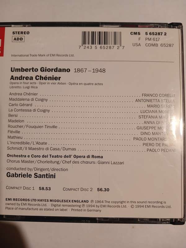 EMI Classics, Andrea Chenier, 2 x CD