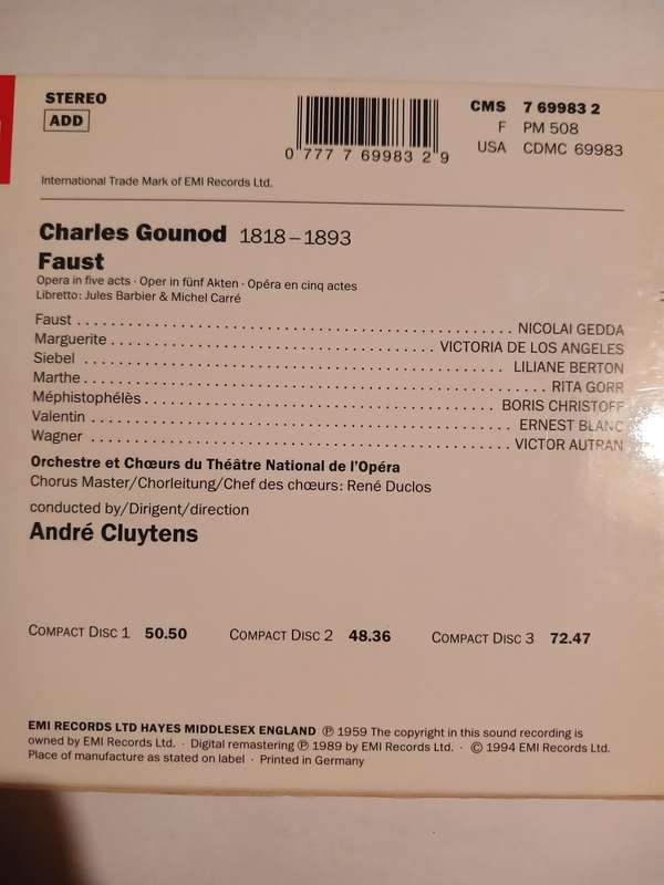 EMI Classics, Faust, 3 x CD, Remastered, Germany
