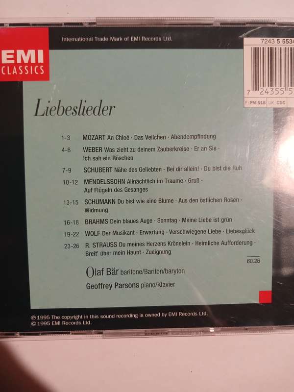 EMI Classics, Liebeslieder Olaf Bar CD, Netherlands
