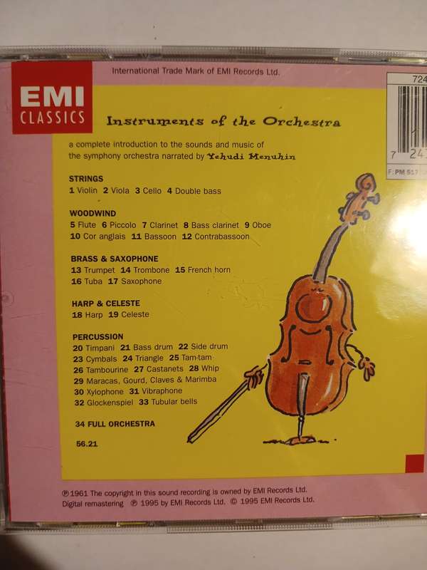 EMI Classics, Instruments of the Orchestra, Yehudi Menuhin CD, UK & Europe, Remastered