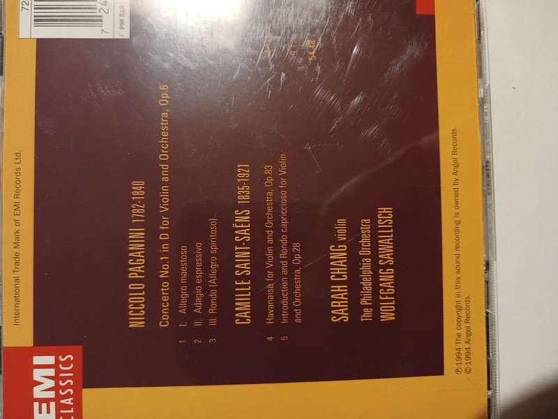EMI Classics, Paganini: Concerto No. 1 in D, Sarah Chang CD, UK