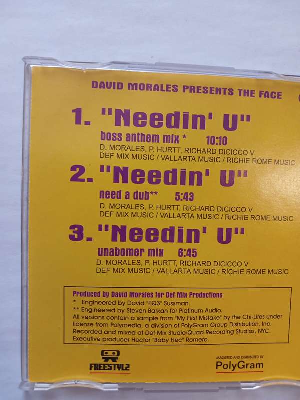 David Morales, "Needin' U" CD single