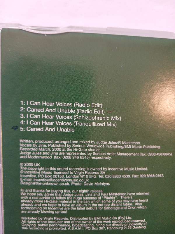 Hi-Gate, I Can Hear Voices / Caned and Unable CD single