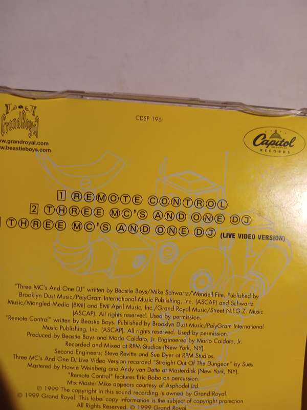 Beastie Boys, Remote Control / Three MC's and One DJ CD single, US