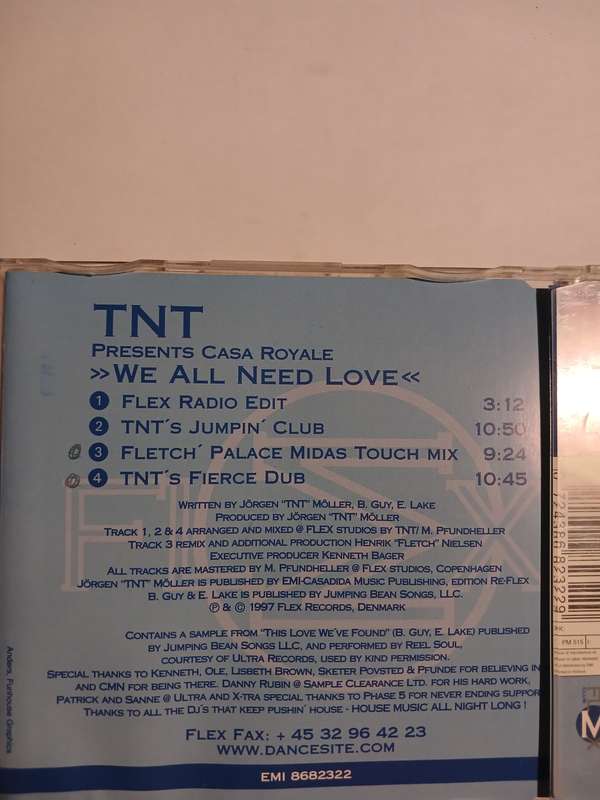 TNT presents Casa Royale, We All Need Love CD single, Denmark
