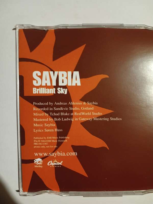 Saybia, Brilliant Sky CD single, Promo, Denmark