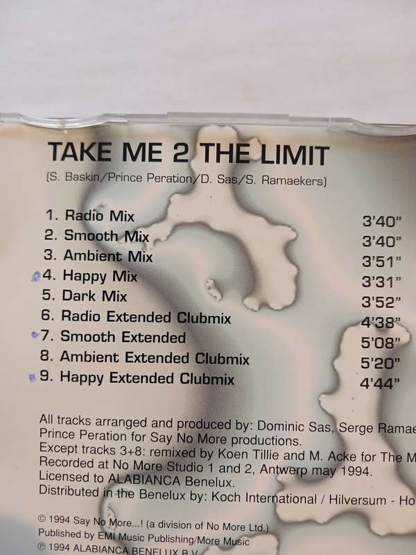 T-Spoon, Take Me To The Limit CD single, Netherlands, Promo