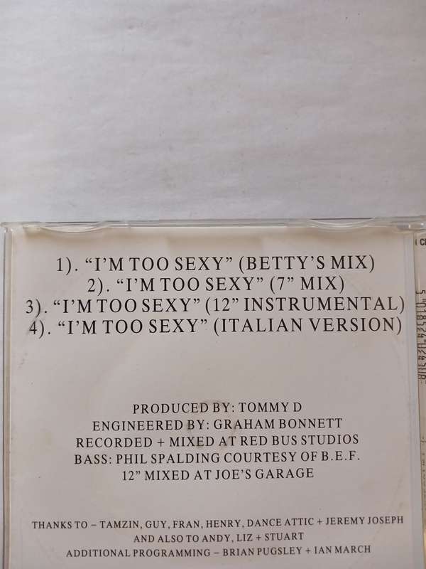 Right Said Fred, I'm Too Sexy CD single, UK