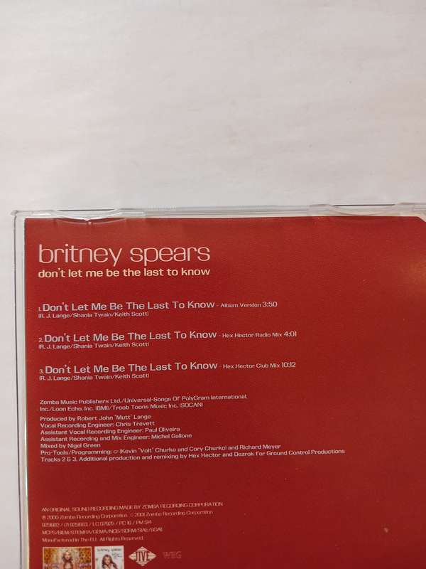 Britney Spears, Don't Let Me Be The Last To Know CD single, EU