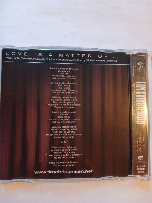 Tim Christensen, Love Is A Matter Of... CD single, Promo, Denmark