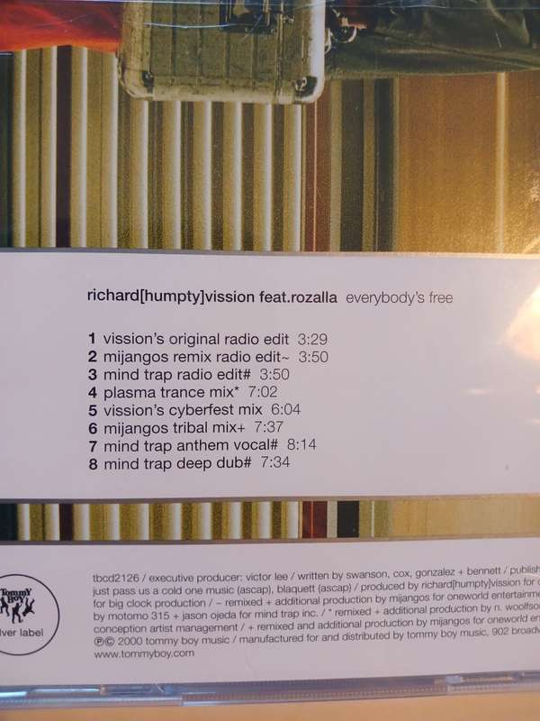 Richard(Humpty)Vission feat. Rozalla, Everybody's Free CD single, US, New